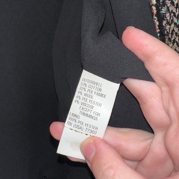 Zara Woman Multicolor Tweed Open Front Blazer Jacket Fringe Trim Size XL - Picture 7 of 8